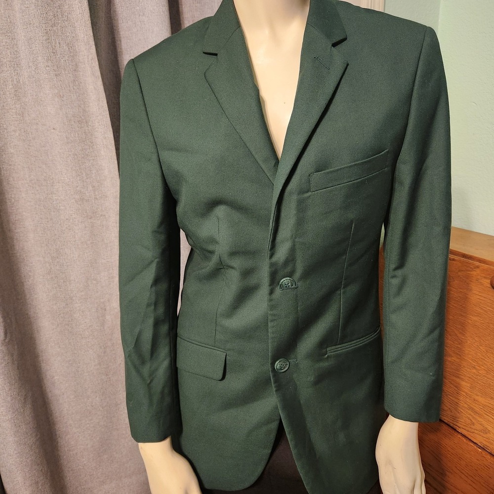 Capucci Italy 34S Slim‎ Fit Boys 12/14 Forest Green Blazer Jacket Tetron/Rayon